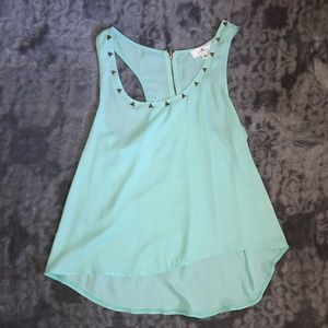 Sheer flowing tank top with gold studs